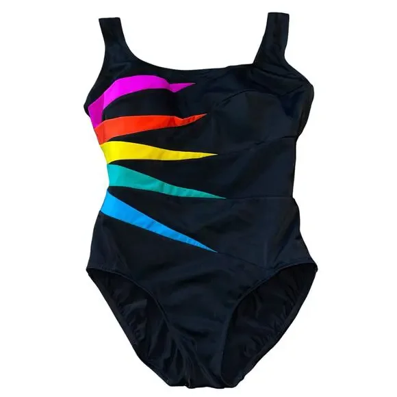 Longitude Rainbow Sunburst One Piece Swimsuit Tummy Control Shapewear - Picture 2 of 10